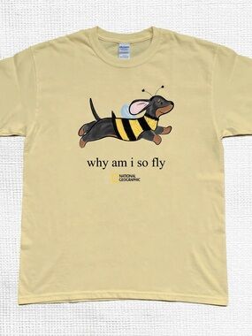 Dachshund Bee Graphic Gildan Tee Yellow color Women Casual